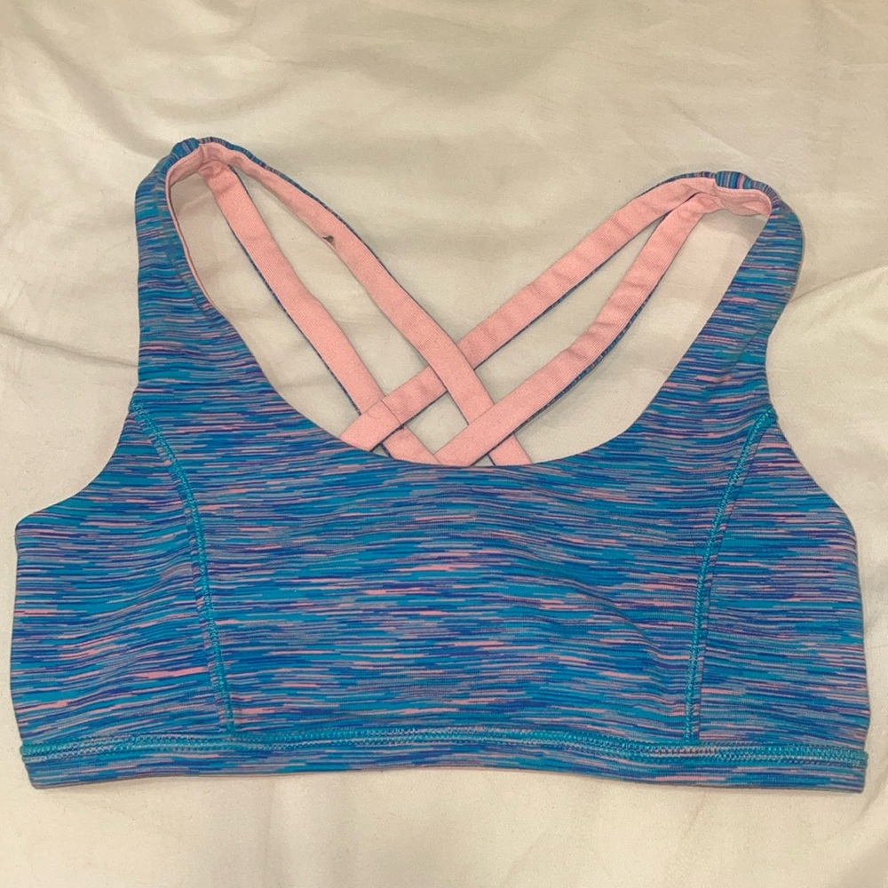 sports bra pink and blue